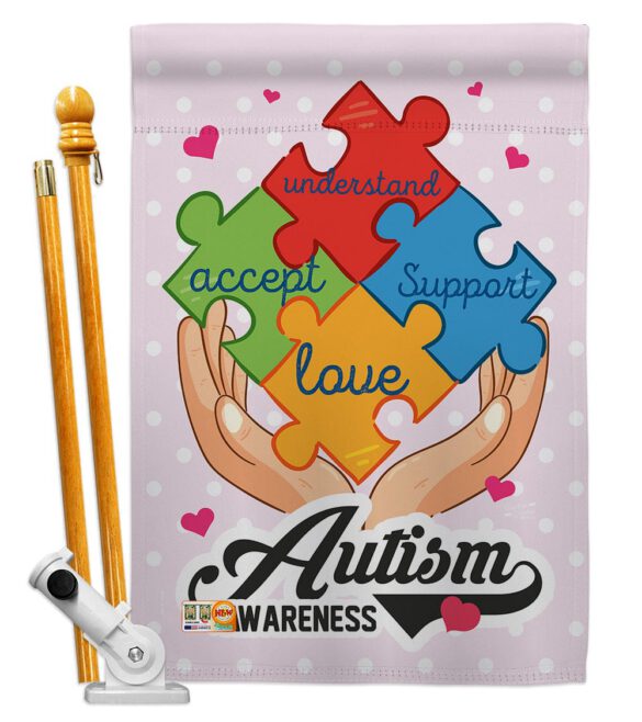 Autism Awareness Support - Support Inspirational Vertical Impressions Decorative Flags HG137046 Made In USA - Image 6