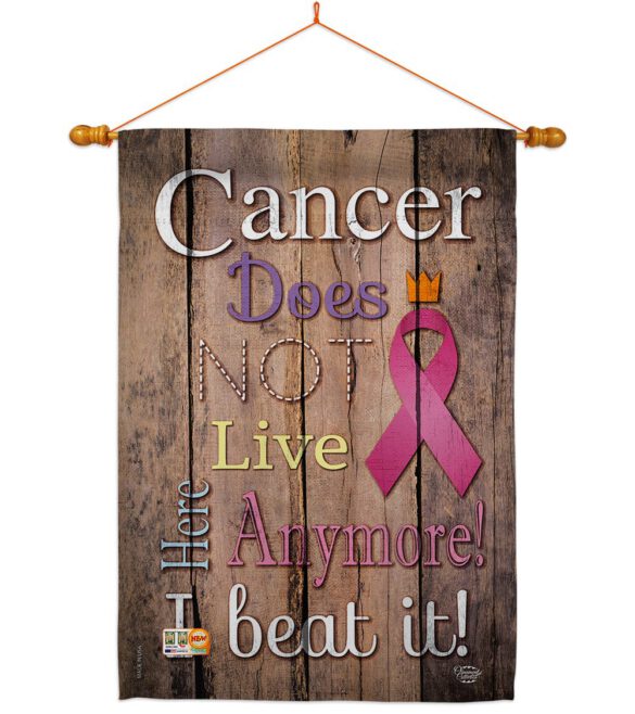 Cancer Does Not Live Here Anymore Pink Ribbon - Support Inspirational Vertical Impressions Decorative Flags HG191187 Made In USA - Image 14
