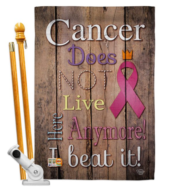 Cancer Does Not Live Here Anymore Pink Ribbon - Support Inspirational Vertical Impressions Decorative Flags HG191187 Made In USA - Image 5