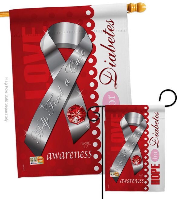 Diabetes - Support Inspirational Vertical Impressions Decorative Flags HG115097 Made In USA - Image 3