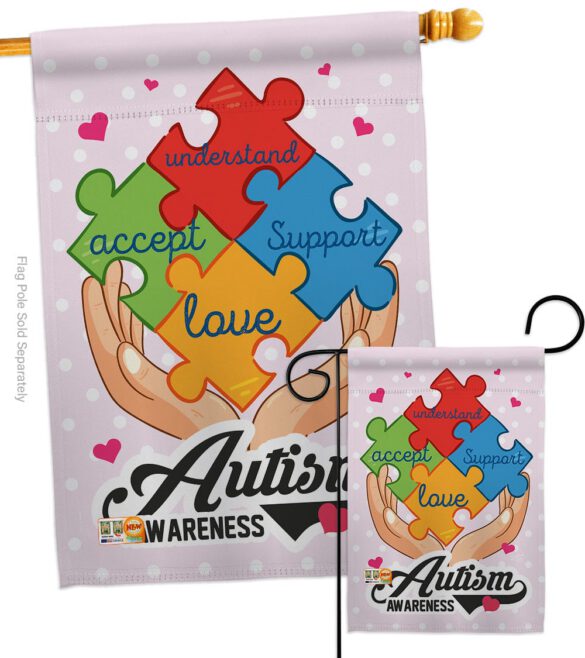 Autism Awareness Support - Support Inspirational Vertical Impressions Decorative Flags HG137046 Made In USA - Image 4