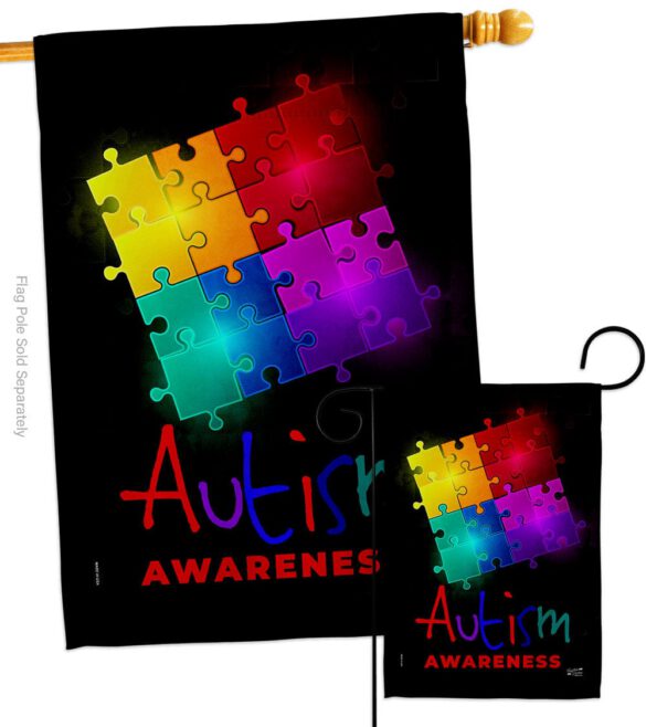 Autism Puzzle - Support Inspirational Vertical Impressions Decorative Flags HG137486 Made In USA - Image 4