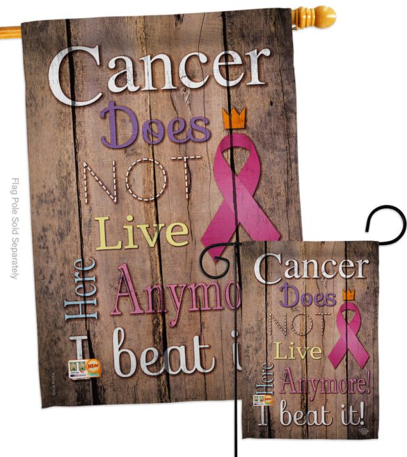 Cancer Does Not Live Here Anymore Pink Ribbon - Support Inspirational Vertical Impressions Decorative Flags HG191187 Made In USA - Image 3