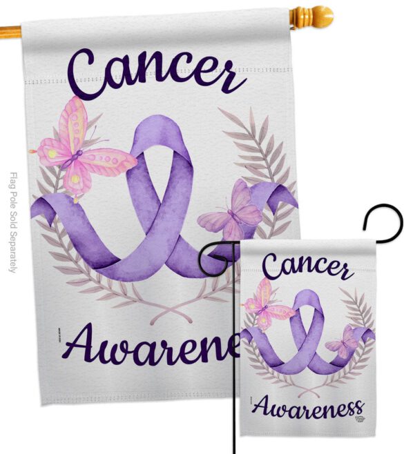 Cancer Awareness - Support Inspirational Vertical Impressions Decorative Flags HG192437 Made In USA - Image 3