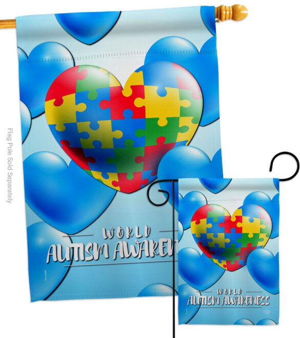 Heart Autism - Support Inspirational Vertical Impressions Decorative Flags HG192533 Made In USA - Image 3