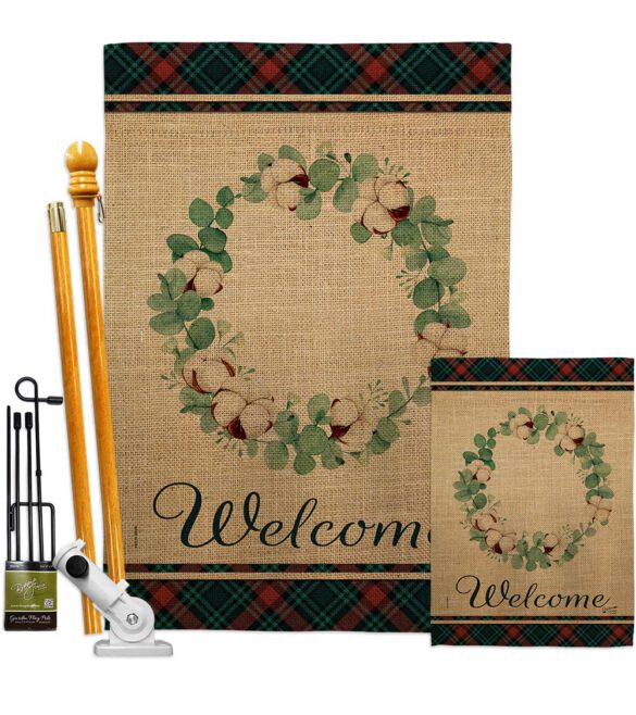Cotton Eucalyptus Wreath - Sweet Home Inspirational Vertical Impressions Decorative Flags HG137244 Made In USA - Image 6
