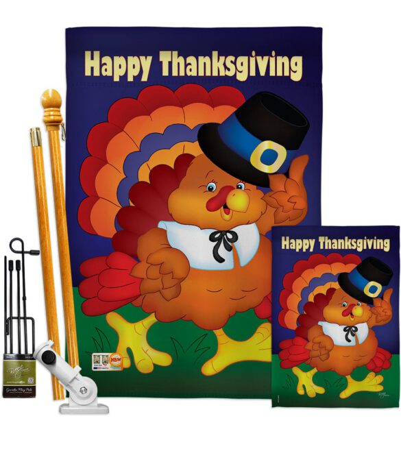 Happy Thanksgiving Turkey - Thanksgiving Fall Vertical Impressions Decorative Flags HG113037 Made In USA - Image 6