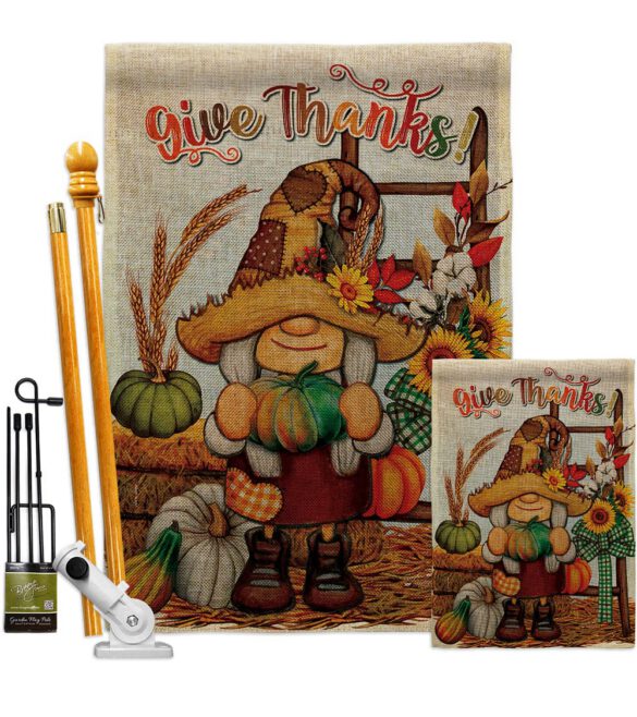 Give Thanks - Thanksgiving Fall Vertical Impressions Decorative Flags HG130417 Made In USA - Image 27