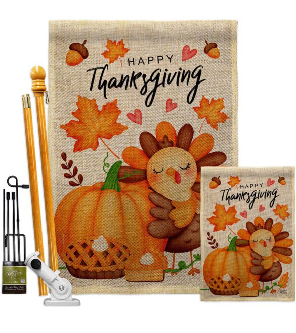 Happy Cute Turkey - Thanksgiving Fall Vertical Impressions Decorative Flags HG137629 Made In USA - Image 18