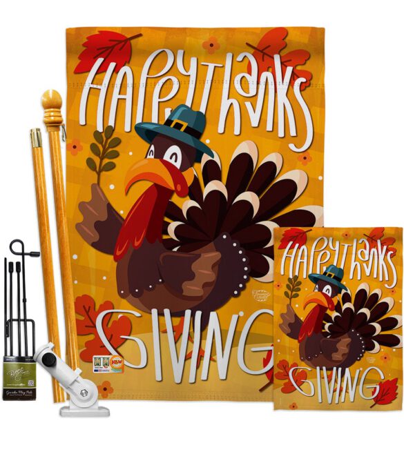 Happy Thanksgiving Turkey - Thanksgiving Fall Vertical Impressions Decorative Flags HG192043 Made In USA - Image 6