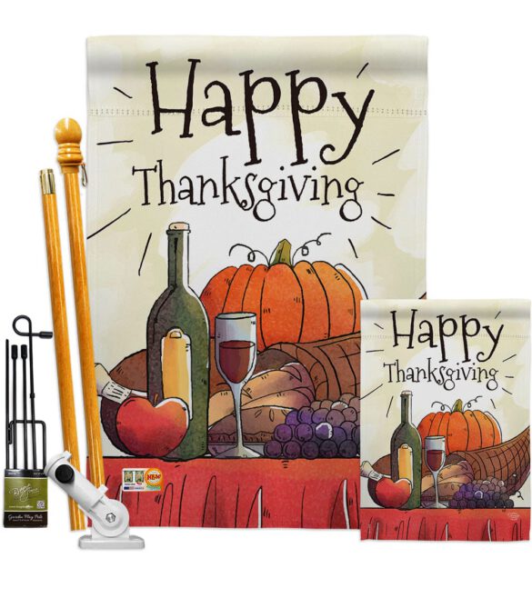Happy Thanksgiving Feast - Thanksgiving Fall Vertical Impressions Decorative Flags HG192045 Made In USA - Image 6