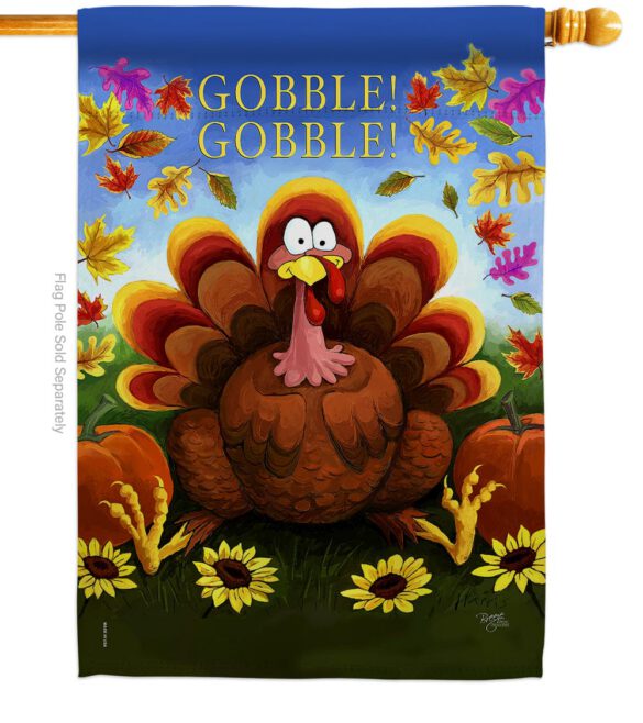Gobble - Thanksgiving Fall Vertical Impressions Decorative Flags HG113051 Made In USA - Image 2