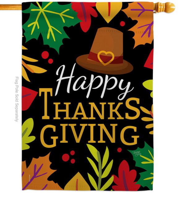 Happy Thanksgiving Leaves - Thanksgiving Fall Vertical Impressions Decorative Flags HG113062 Made In USA - Image 2