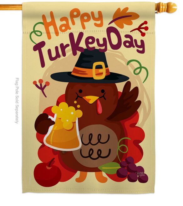Happy Turkey Day - Thanksgiving Fall Vertical Impressions Decorative Flags HG113065 Made In USA - Image 2