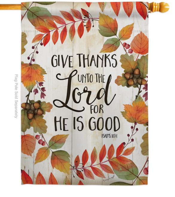 Give Thanks Unto the Lord - Thanksgiving Fall Vertical Impressions Decorative Flags HG113069 Made In USA - Image 2
