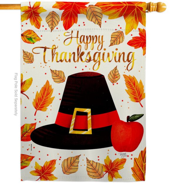 Capotain Thanksgiving - Thanksgiving Fall Vertical Impressions Decorative Flags HG113109 Made In USA - Image 2