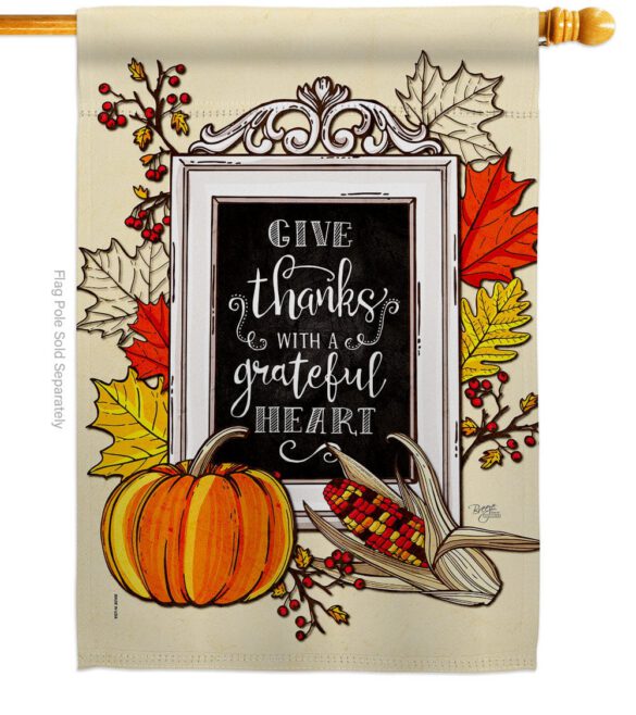 Grateful Heart - Thanksgiving Fall Vertical Impressions Decorative Flags HG113113 Made In USA - Image 2