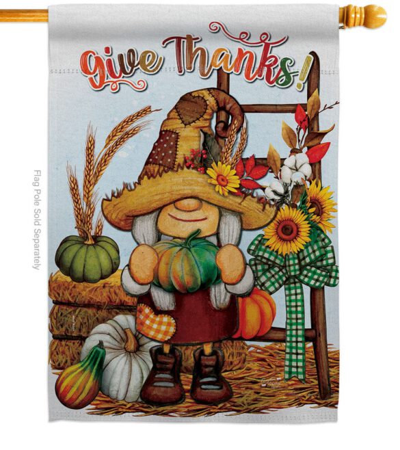 Give Thanks - Thanksgiving Fall Vertical Impressions Decorative Flags HG130417 Made In USA - Image 2