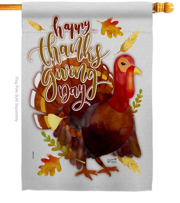 Happy Thanksgiving Turkey - Thanksgiving Fall Vertical Impressions Decorative Flags HG137075 Made In USA - Image 2