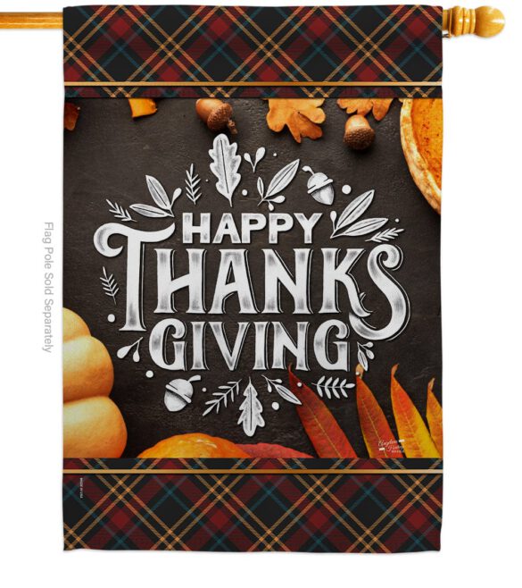 Happy Thanks Giving - Thanksgiving Fall Vertical Impressions Decorative Flags HG137264 Made In USA - Image 2