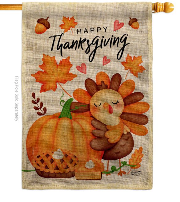 Happy Cute Turkey - Thanksgiving Fall Vertical Impressions Decorative Flags HG137629 Made In USA - Image 14