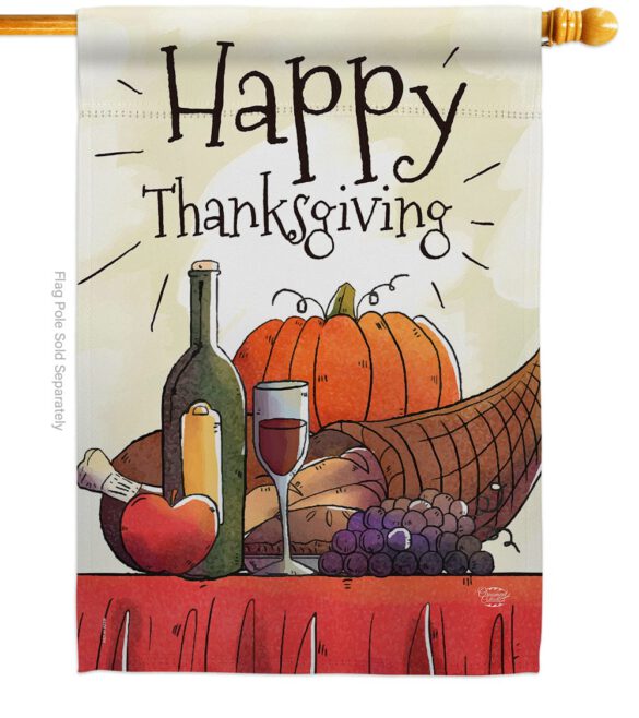 Happy Thanksgiving Feast - Thanksgiving Fall Vertical Impressions Decorative Flags HG192045 Made In USA - Image 2