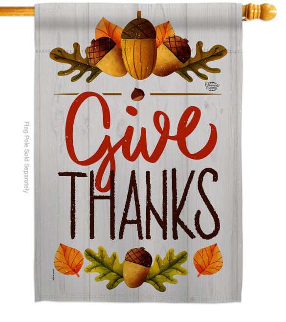 Give Thanks - Thanksgiving Fall Vertical Impressions Decorative Flags HG192137 Made In USA - Image 2