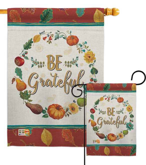 Be Grateful - Thanksgiving Fall Vertical Impressions Decorative Flags HG113071 Made In USA