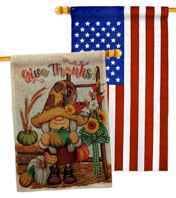 Give Thanks - Thanksgiving Fall Vertical Impressions Decorative Flags HG130417 Made In USA - Image 31