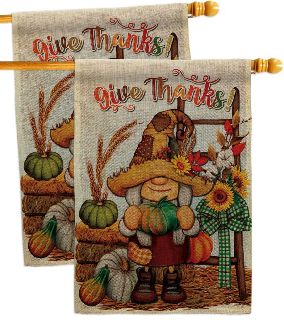 Give Thanks - Thanksgiving Fall Vertical Impressions Decorative Flags HG130417 Made In USA - Image 33