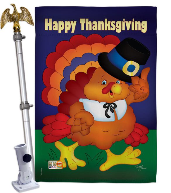 Happy Thanksgiving Turkey - Thanksgiving Fall Vertical Impressions Decorative Flags HG113037 Made In USA - Image 13