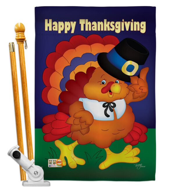 Happy Thanksgiving Turkey - Thanksgiving Fall Vertical Impressions Decorative Flags HG113037 Made In USA - Image 5