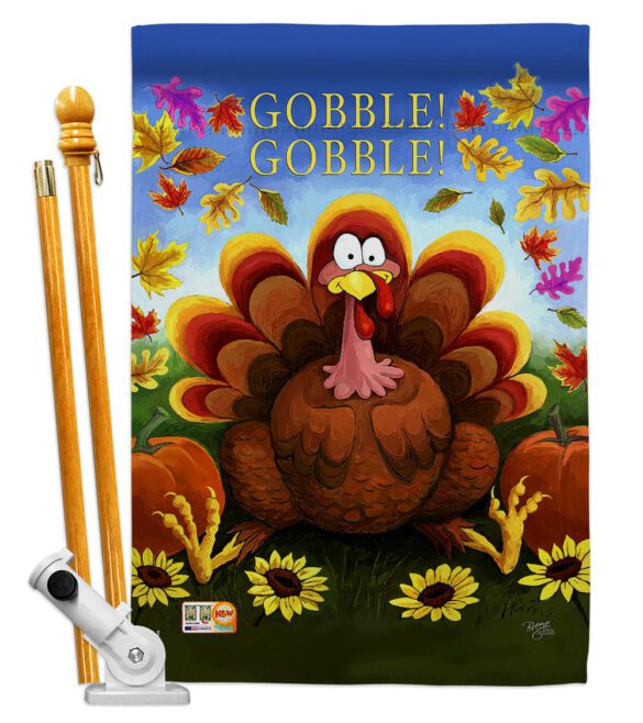 Gobble - Thanksgiving Fall Vertical Impressions Decorative Flags HG113051 Made In USA - Image 5