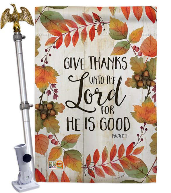 Give Thanks Unto the Lord - Thanksgiving Fall Vertical Impressions Decorative Flags HG113069 Made In USA - Image 13