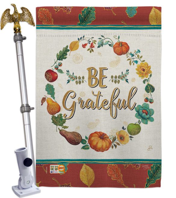 Be Grateful - Thanksgiving Fall Vertical Impressions Decorative Flags HG113071 Made In USA - Image 14