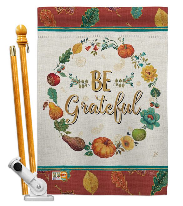 Be Grateful - Thanksgiving Fall Vertical Impressions Decorative Flags HG113071 Made In USA - Image 6