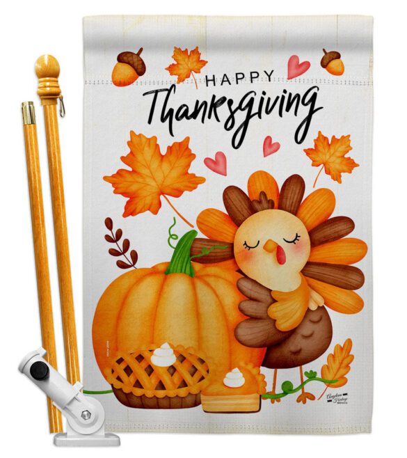 Happy Cute Turkey - Thanksgiving Fall Vertical Impressions Decorative Flags HG137629 Made In USA - Image 5