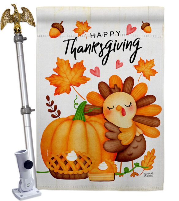 Happy Cute Turkey - Thanksgiving Fall Vertical Impressions Decorative Flags HG137629 Made In USA - Image 11