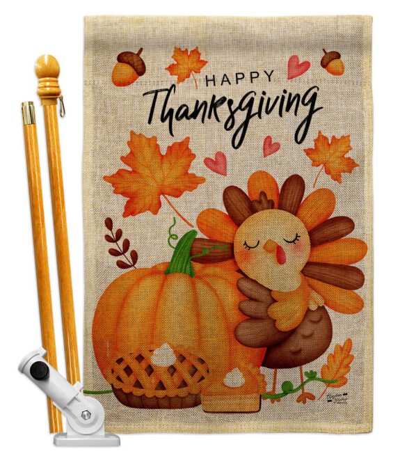 Happy Cute Turkey - Thanksgiving Fall Vertical Impressions Decorative Flags HG137629 Made In USA - Image 17