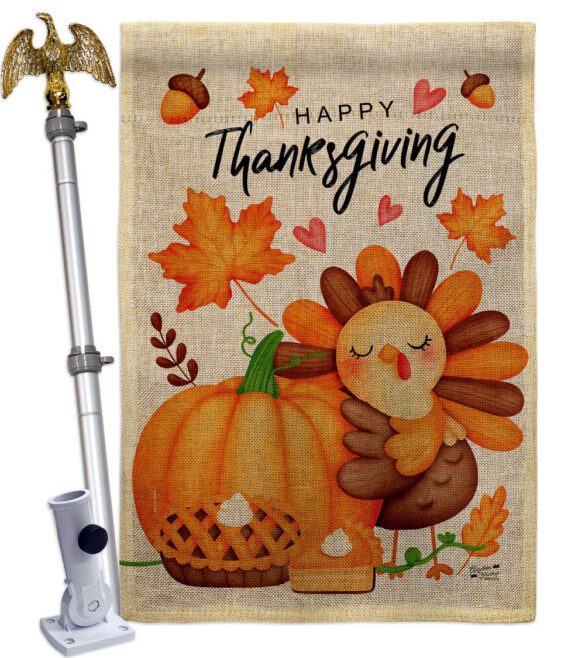 Happy Cute Turkey - Thanksgiving Fall Vertical Impressions Decorative Flags HG137629 Made In USA - Image 23