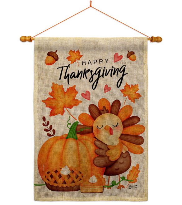 Happy Cute Turkey - Thanksgiving Fall Vertical Impressions Decorative Flags HG137629 Made In USA - Image 24