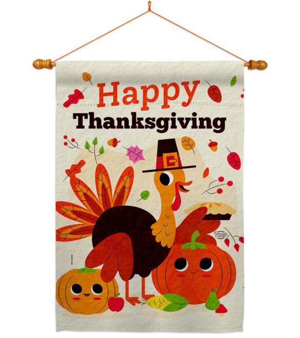 Give Thanks Turkey - Thanksgiving Fall Vertical Impressions Decorative Flags HG190006 Made In USA - Image 12