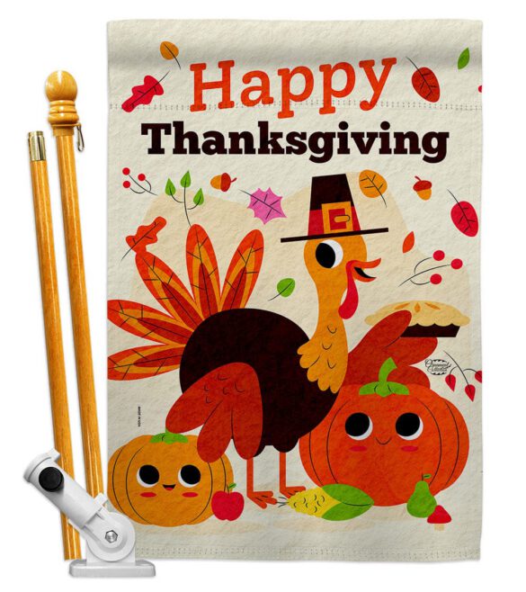 Give Thanks Turkey - Thanksgiving Fall Vertical Impressions Decorative Flags HG190006 Made In USA - Image 5