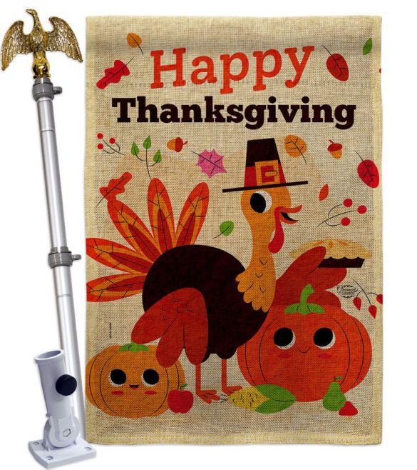 Give Thanks Turkey - Thanksgiving Fall Vertical Impressions Decorative Flags HG190006 Made In USA - Image 23