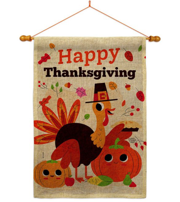 Give Thanks Turkey - Thanksgiving Fall Vertical Impressions Decorative Flags HG190006 Made In USA - Image 24