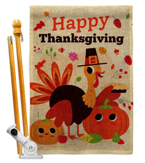 Give Thanks Turkey - Thanksgiving Fall Vertical Impressions Decorative Flags HG190006 Made In USA - Image 17