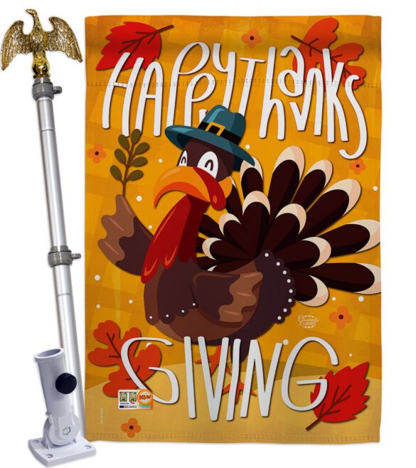 Happy Thanksgiving Turkey - Thanksgiving Fall Vertical Impressions Decorative Flags HG192043 Made In USA - Image 13