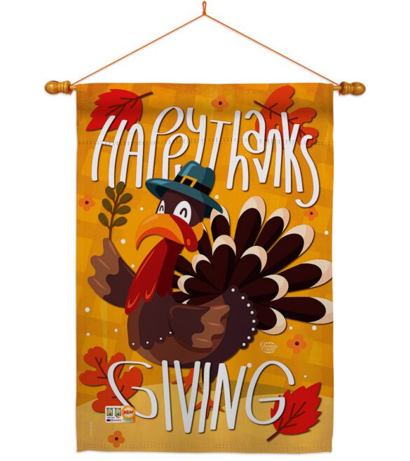 Happy Thanksgiving Turkey - Thanksgiving Fall Vertical Impressions Decorative Flags HG192043 Made In USA - Image 14