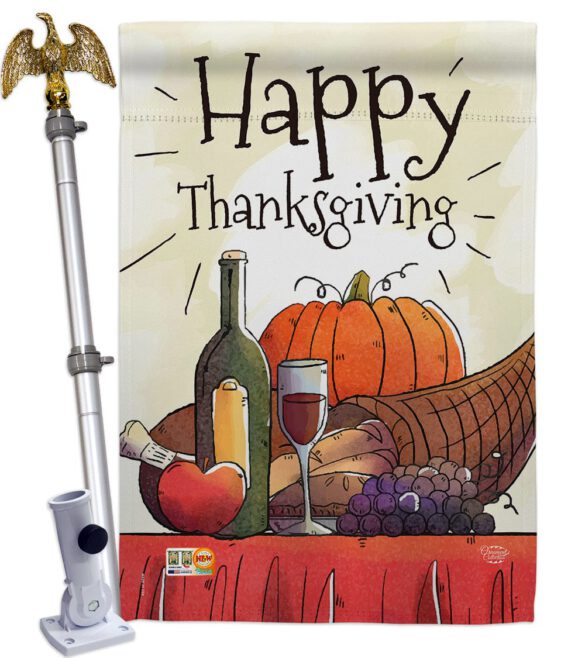 Happy Thanksgiving Feast - Thanksgiving Fall Vertical Impressions Decorative Flags HG192045 Made In USA - Image 13