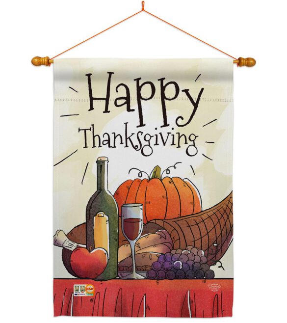 Happy Thanksgiving Feast - Thanksgiving Fall Vertical Impressions Decorative Flags HG192045 Made In USA - Image 14
